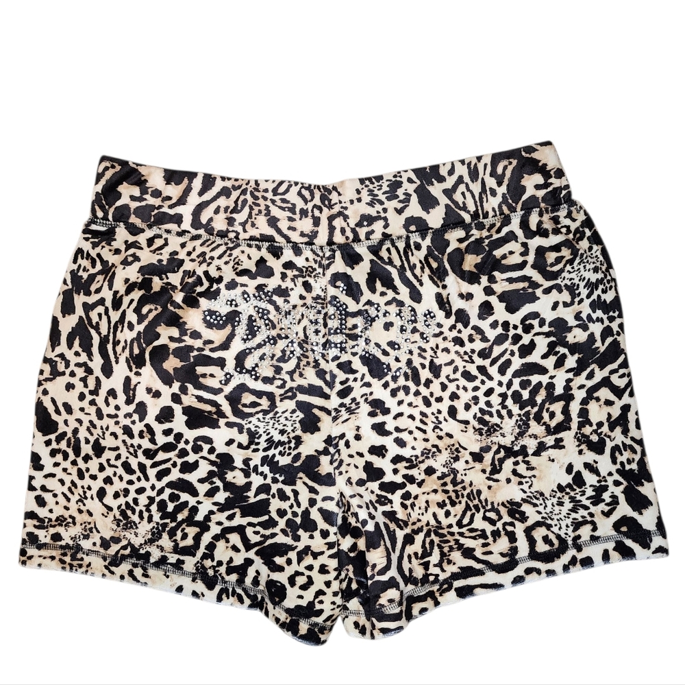 JUICY COUTURE Leopard Velour Short-Sleeve Hoodie & Shorts Set | Size M - Picture 6 of 10